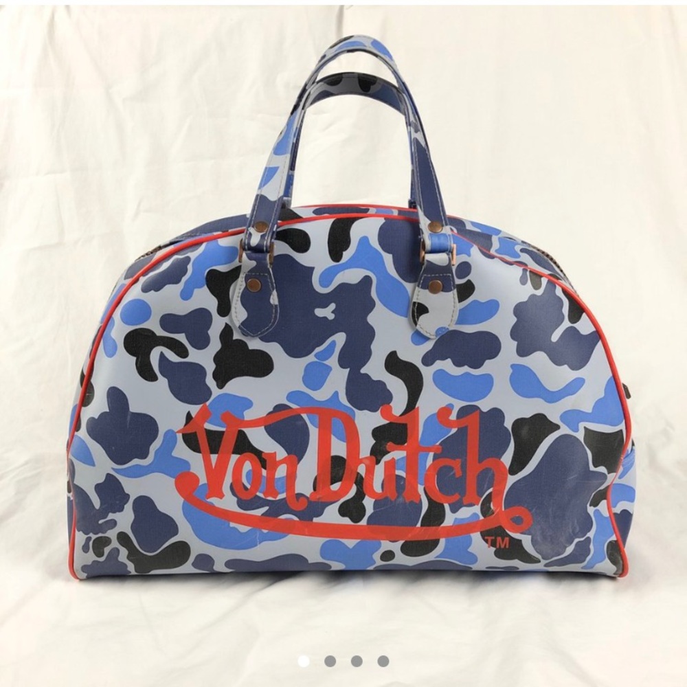 Vintage Y2K Von Dutch blue camo bowling bag